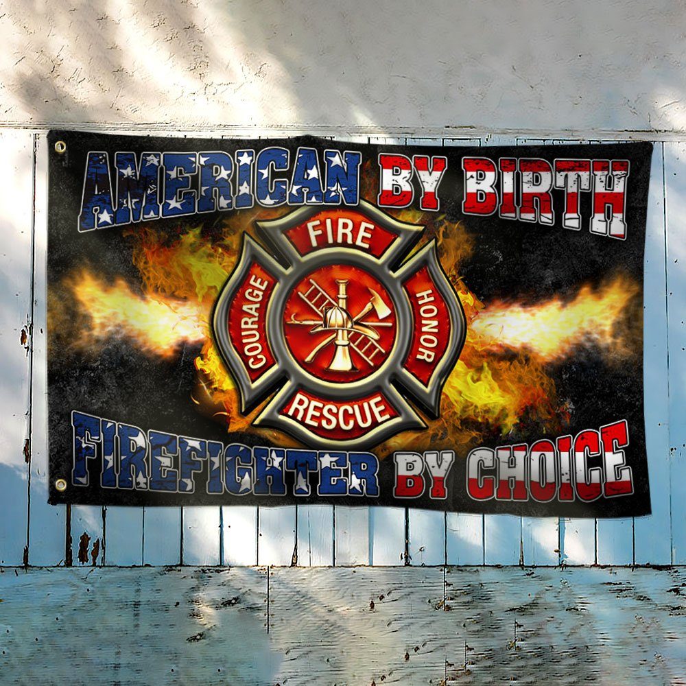 Firefighter Grommet Flag, American By Birth Firefighter By Choice QNK232GF - Image 3