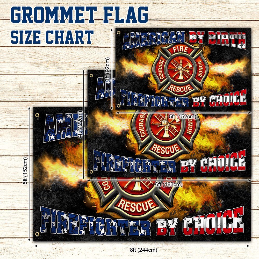 Firefighter Grommet Flag, American By Birth Firefighter By Choice QNK232GF - Image 6