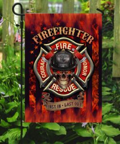 firefighter skull courage rescue honor flag 6279