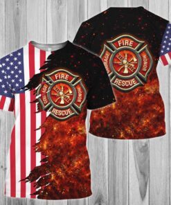 Firefighter T-Shirt Firefighter American 3D T-Shirt TRH1961TS