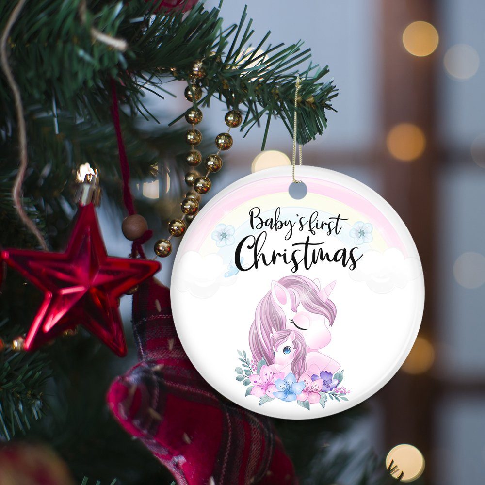 First Christmas Ornament Baby's First Christmas Newborn Unicorn Ornament TRV1624O