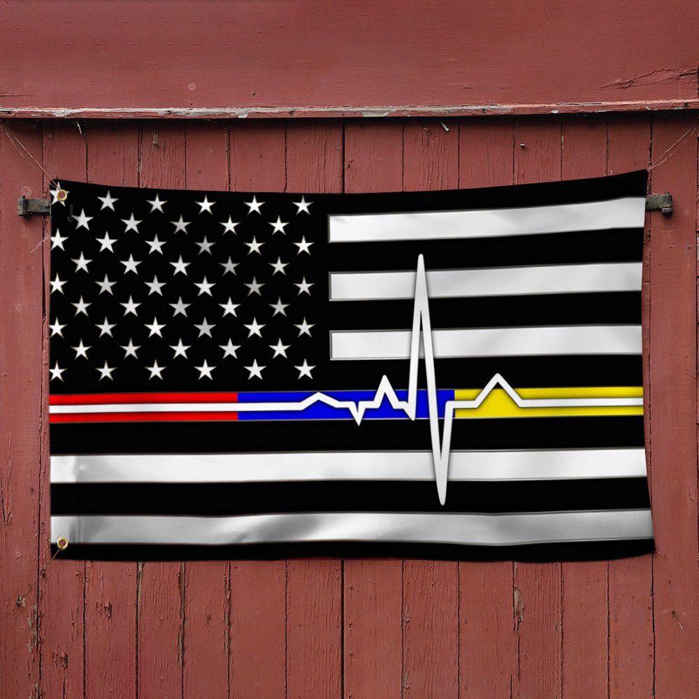 First Responder Thin Red Blue Gold Line Grommet Flag Police Fire and Dispatch TQN258GF - Image 3