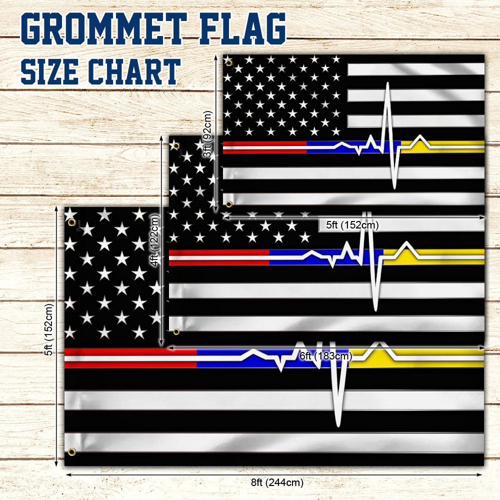 First Responder Thin Red Blue Gold Line Grommet Flag Police Fire and Dispatch TQN258GF - Image 4