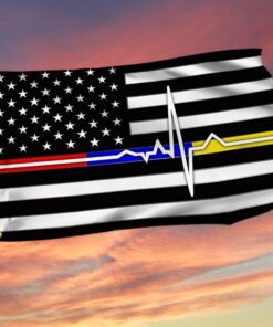 First Responder Thin Red Blue Gold Line Grommet Flag Police Fire and Dispatch TQN258GF