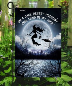 Fly Witch Broom Big Moon Night Sky Flag