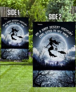 fly witch broom big moon night sky flag 4956