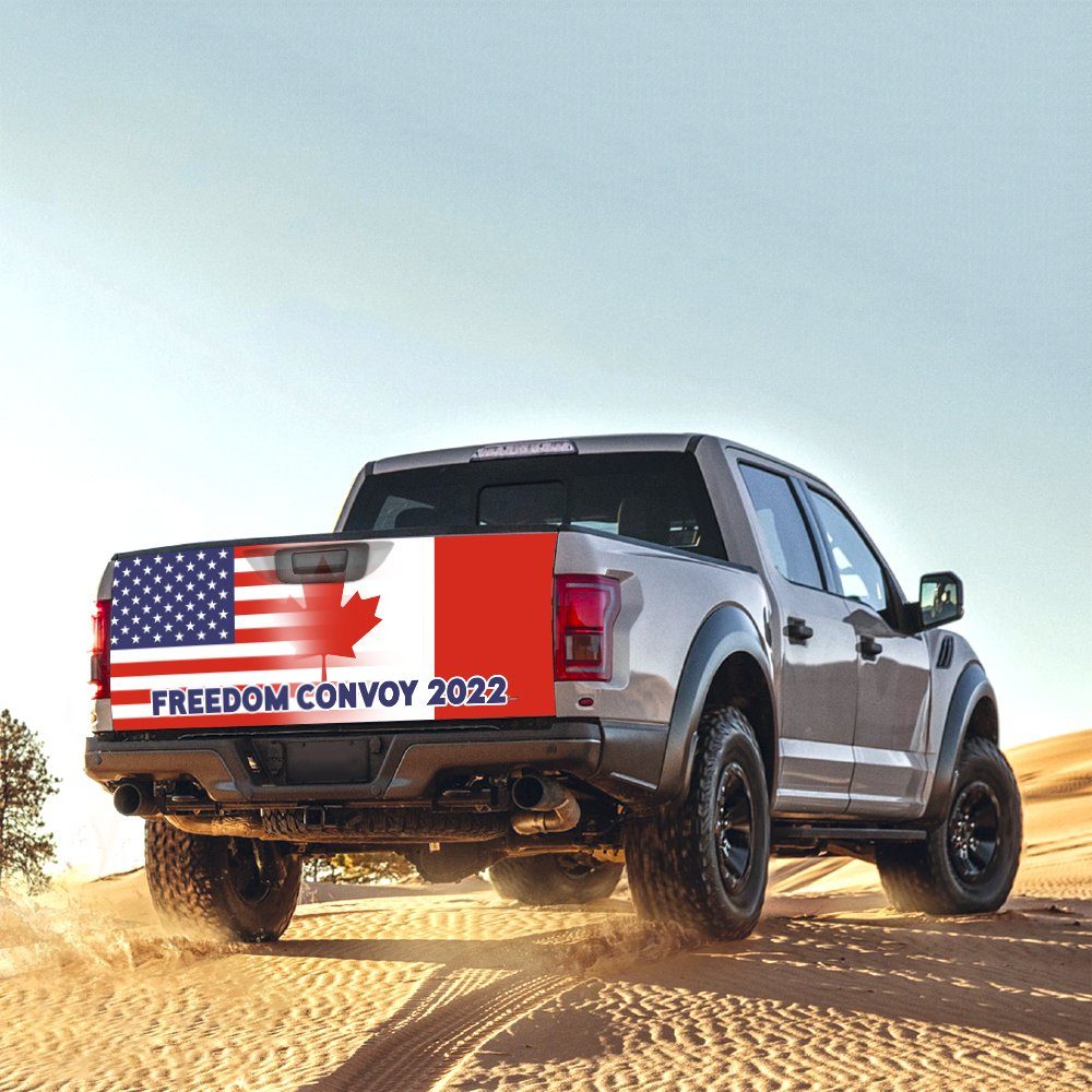 Freedom Convoy 2022, Truckers For Freedom, Mandate Freedom, Canadian Trucker, Support Trucker Truck Tailgate Decal Sticker Wrap TRV1784TD - Image 6