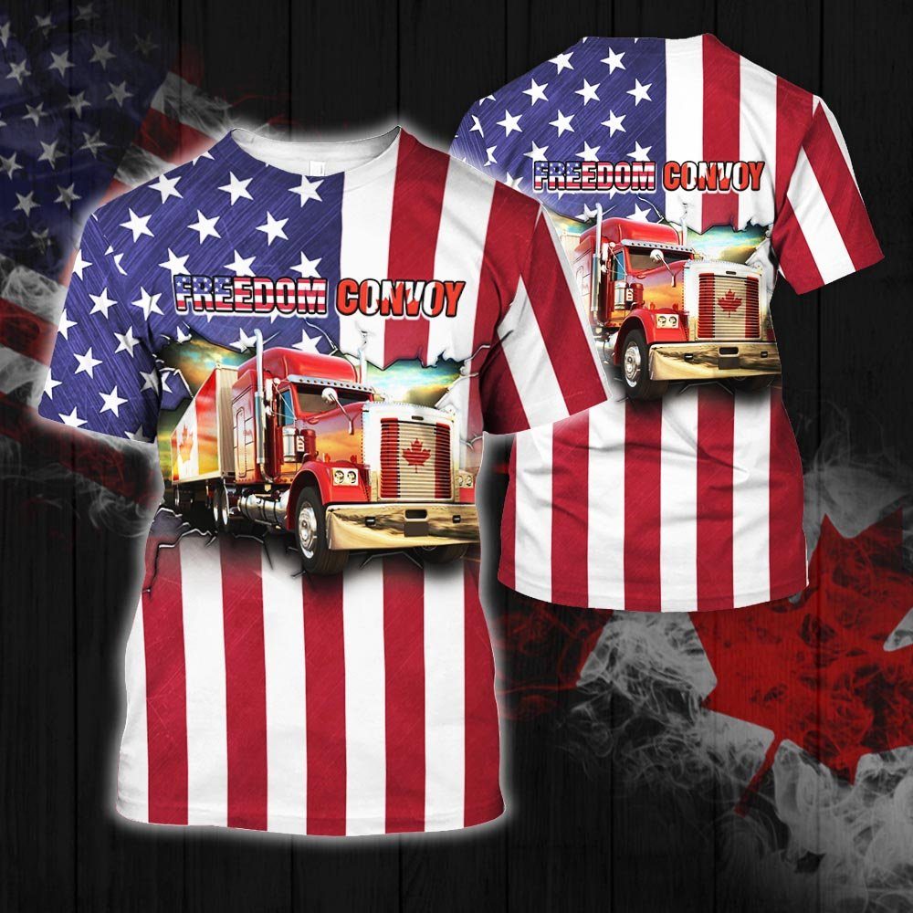 Freedom Convoy 2022. Truckers For Freedom. American Truck3D T-Shirt THH3750TS