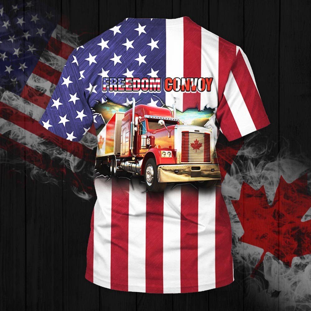 Freedom Convoy 2022. Truckers For Freedom. American Truck3D T-Shirt THH3750TS - Image 3