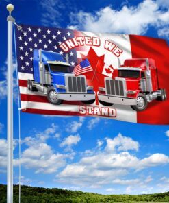 freedom convoy 2022 canada america flag, truckers for freedom, canadian trucker, mandate freedom, support trucker grommet flag thn3759gf 6401