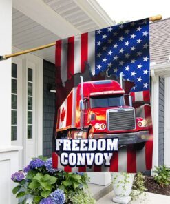 Freedom Convoy 2022 Flag, Truckers For Freedom, Canadian Trucker, Canadian American Flag QNN705F