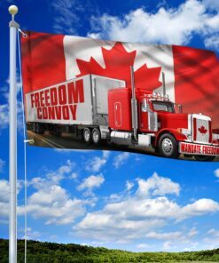 freedom convoy 2022 flag, truckers for freedom, canadian trucker, mandate freedom grommet flag thb3757gfv1 8057
