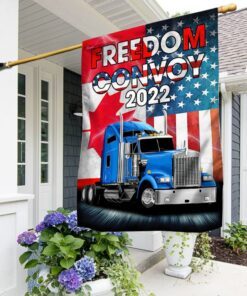 Freedom Convoy 2022 Flag Truckers For Freedom American Canadian Truck Flag THN3747Fv2