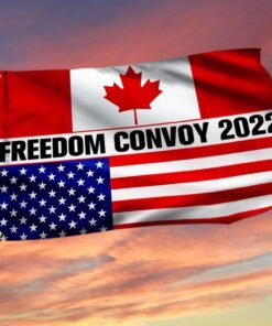 Freedom Convoy 2022 Grommet Flag, Mandate Freedom, Truckers For Freedom, Canadian Truckers, Canadian American Flag QNN702GFv1a