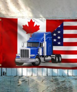 freedom convoy 2022 grommet flag, truckers for freedom, canadian trucker, canadian american flag qnn703gf 4236