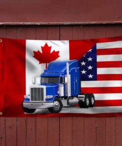 freedom convoy 2022 grommet flag, truckers for freedom, canadian trucker, canadian american flag qnn703gf 6056