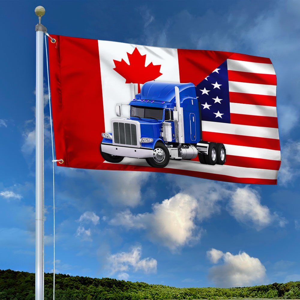 Freedom Convoy 2022 Grommet Flag, Truckers For Freedom, Canadian Trucker, Canadian American Flag QNN703GF - Image 2