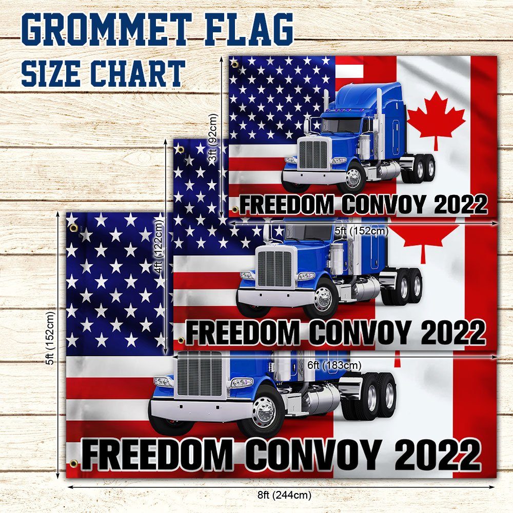 Freedom Convoy 2022 Grommet Flag, Truckers For Freedom, Canadian Trucker, Mandate Freedom, Thank You Truckers, Canadian American Flag QNN703GFv1 - Image 5
