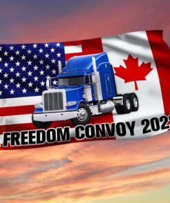 Freedom Convoy 2022 Grommet Flag, Truckers For Freedom, Canadian Trucker, Mandate Freedom, Thank You Truckers, Canadian American Flag QNN703GFv1