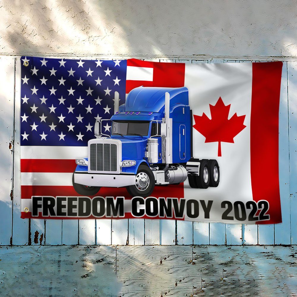 Freedom Convoy 2022 Grommet Flag, Truckers For Freedom, Canadian Trucker, Mandate Freedom, Thank You Truckers, Canadian American Flag QNN703GFv1 - Image 3