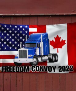 freedom convoy 2022 grommet flag, truckers for freedom, canadian trucker, mandate freedom, thank you truckers, canadian american flag qnn703gfv1 7846