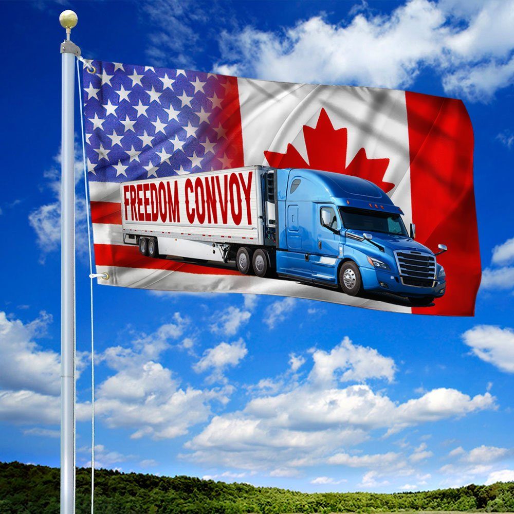 Freedom Convoy 2022 Grommet Flag, Truckers For Freedom, Canadian Trucker, Mandate Freedom QNH02GF - Image 2