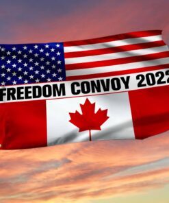Freedom Convoy 2022 Grommet Flag, Truckers For Freedom, Mandate Freedom, Canadian American Grommet Flag QNN702GFv1