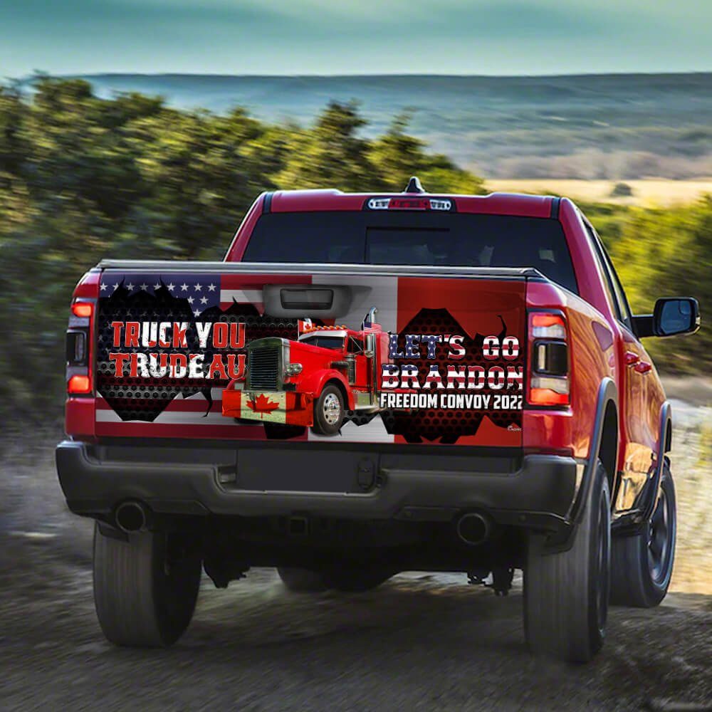 Freedom Convoy 2022 Trucker Truck Tailgate Decal Sticker Wrap Let's Go Brandon NNT400TD - Image 3