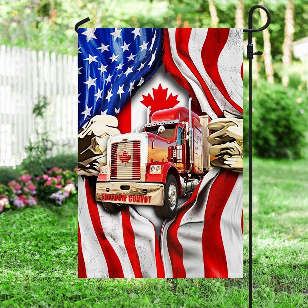 Freedom Convoy 2022 Truckers For Freedom American Canadian Truck Flag THH3769F - Image 4
