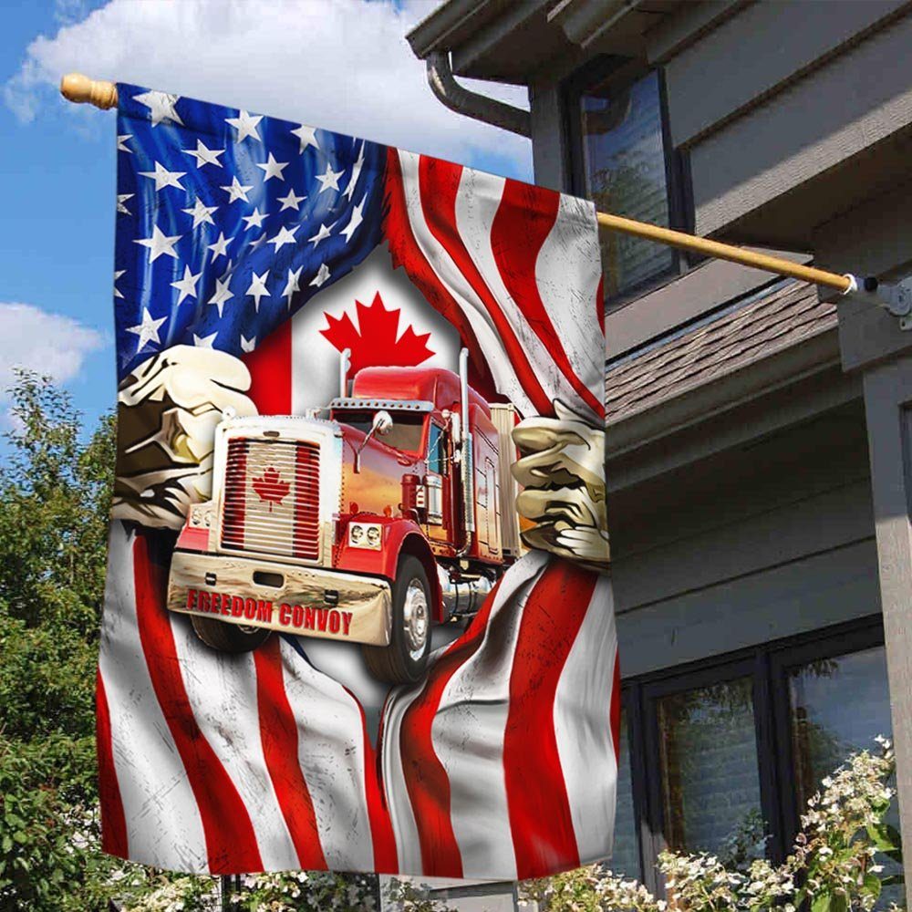 Freedom Convoy 2022 Truckers For Freedom American Canadian Truck Flag THH3769F - Image 2