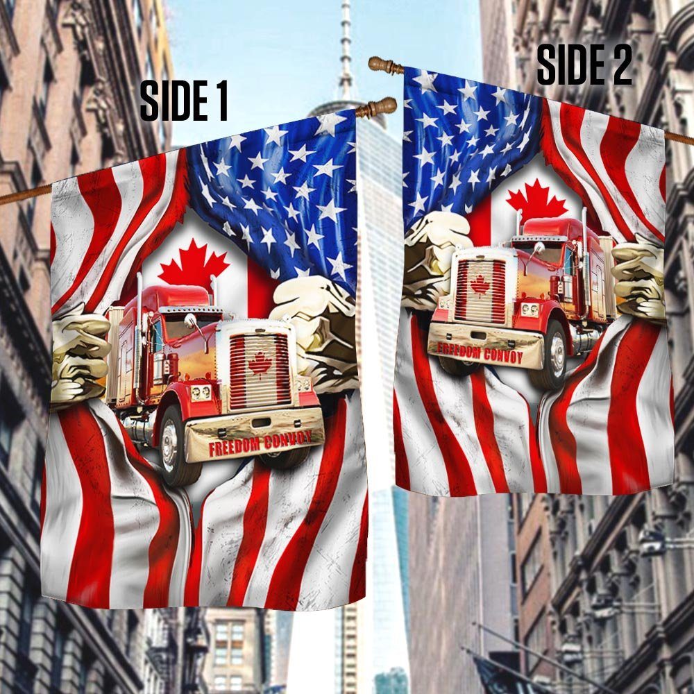 Freedom Convoy 2022 Truckers For Freedom American Canadian Truck Flag THH3769F - Image 3