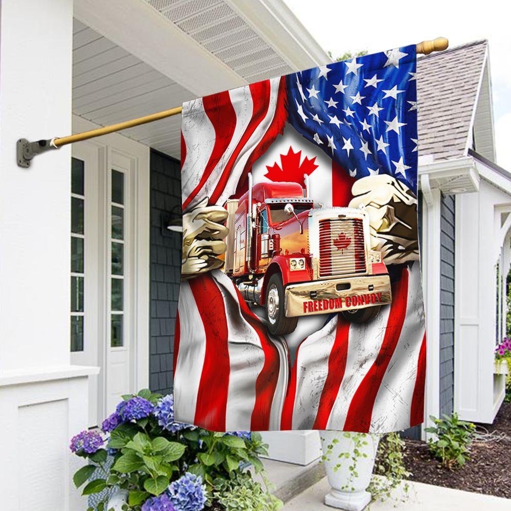 Freedom Convoy 2022 Truckers For Freedom American Canadian Truck Flag THH3769F