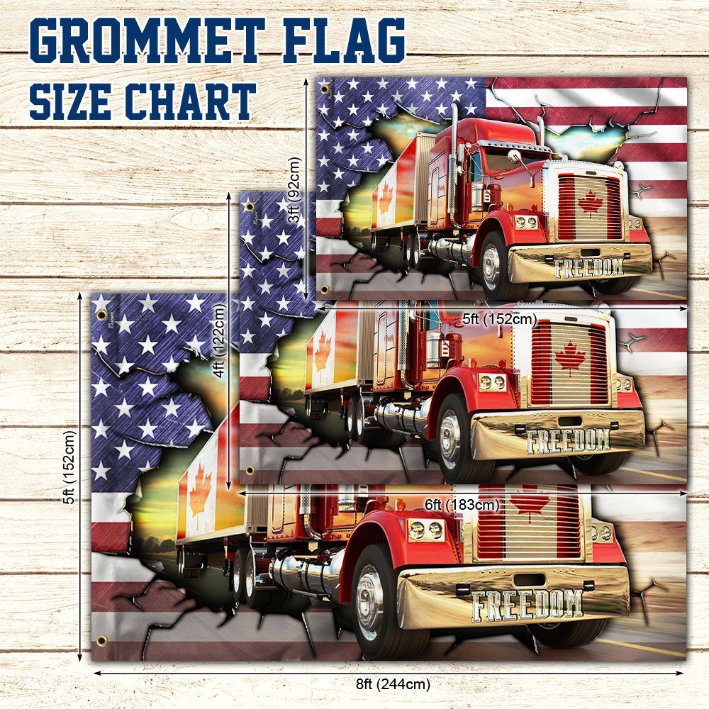 Freedom Convoy America Canada Flag Truckers For Freedom. Mandate Freedom American Canadian Truck Grommet Flag THH3750GFv1 - Image 5