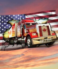 Freedom Convoy America Canada Flag Truckers For Freedom. Mandate Freedom American Canadian Truck Grommet Flag THH3750GFv1