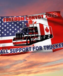 Freedom Convoy Flag All Support For Truckers Freedom Freedom Convoy 2022 Canadian Trucker Mandate Freedom TRV1786GF