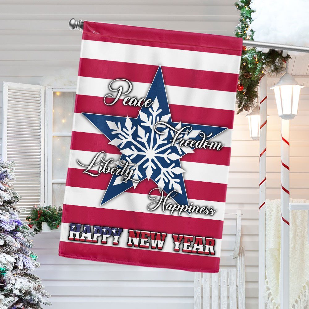 Freedom Liberty Happiness - Happy New Year American Flag BNN657F