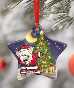 french bulldog christmas ceramic ornament 4360