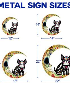 french bulldog on the moon sugar skull hanging metal sign qnn678msv2 6429