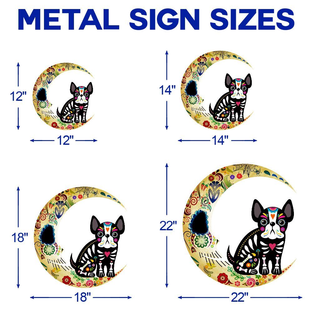 French Bulldog On The Moon Sugar Skull Hanging Metal Sign QNN678MSv2 - Image 5