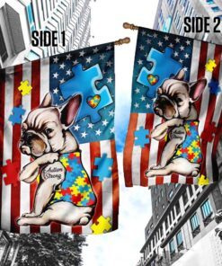 french bulldog strong autism awareness flag 1391