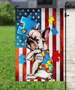 french bulldog strong autism awareness flag 6801