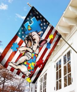 french bulldog strong autism awareness flag 6862