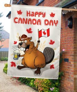Funny Beaver Happy Canada Day Flag TQN1215F