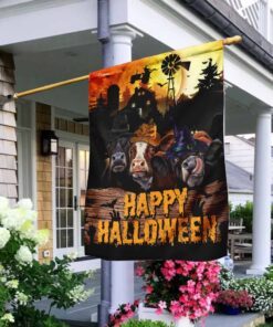 Funny Cows. Happy Halloween Flag