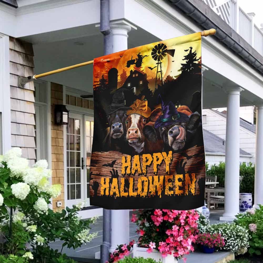 Funny Cows. Happy Halloween Flag