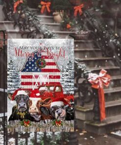 funny cows at christmas. be merry and bright flag 2000