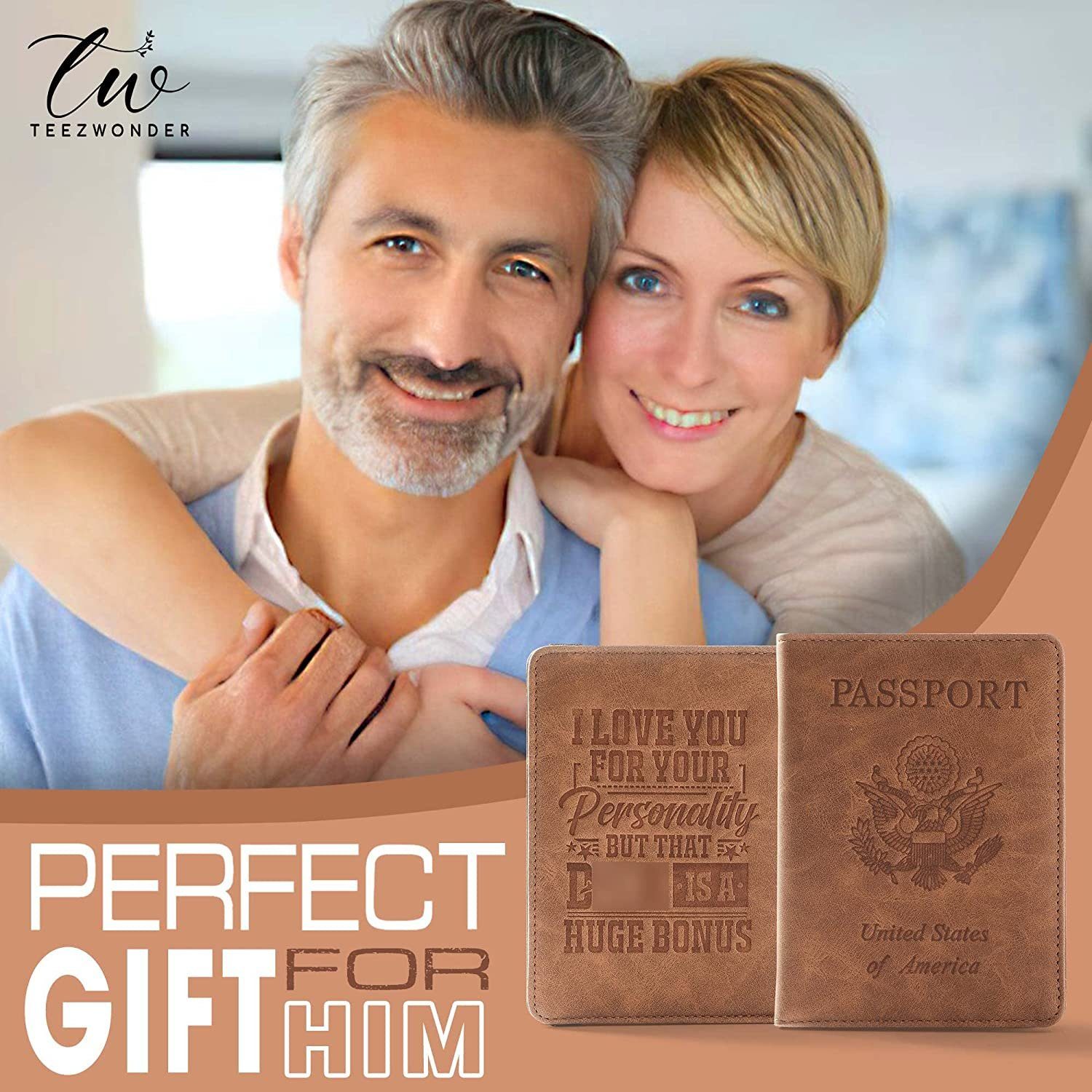 Funny Gifts for Husband Boyfriend Couple, I Love You For Your Personality Passport Cover - Image 5