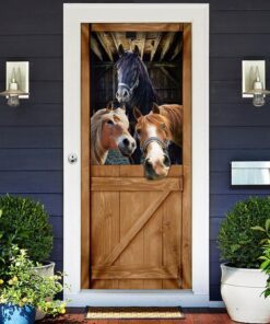 funny horses door cover 2073