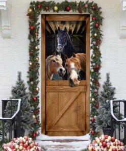 funny horses door cover 8945