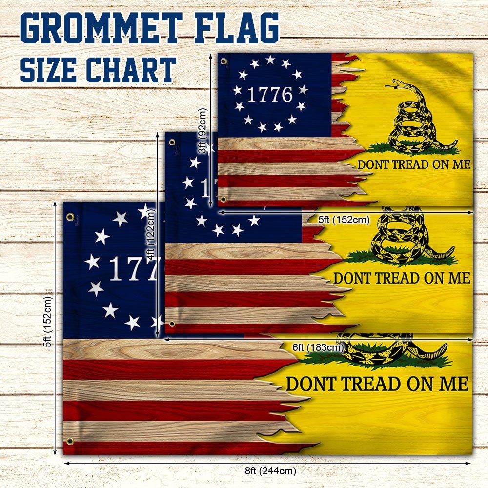 Gadsden Flag Don't Tread On Me Betsy Ross 1776 Grommet Flag QNN641GFv1 - Image 5